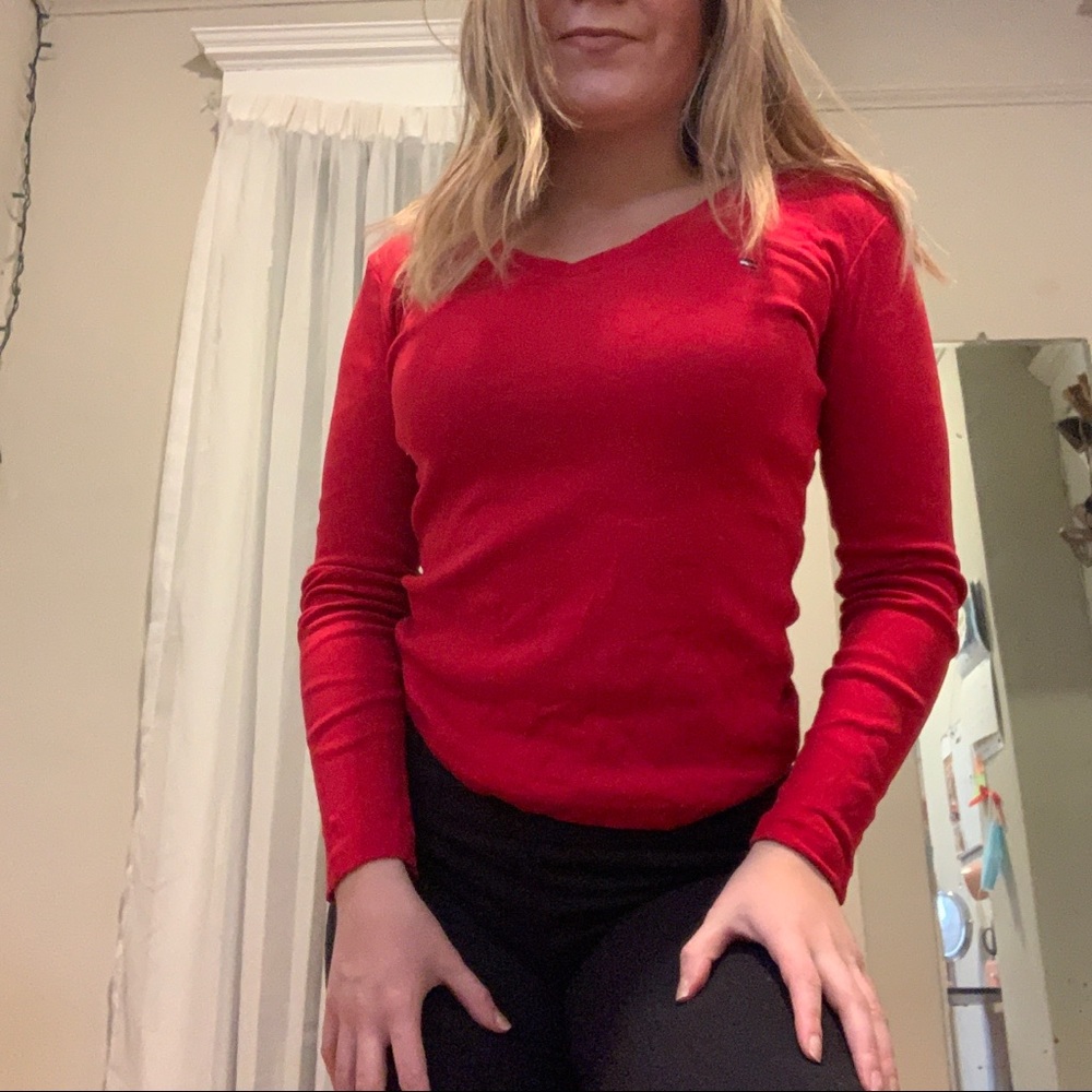 Red long sleeve Tommy Hilfiger shirt